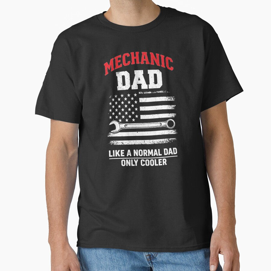 Mechanic Dad Vintage USA Flag Handyman Father's Day Car Men by clothesy7