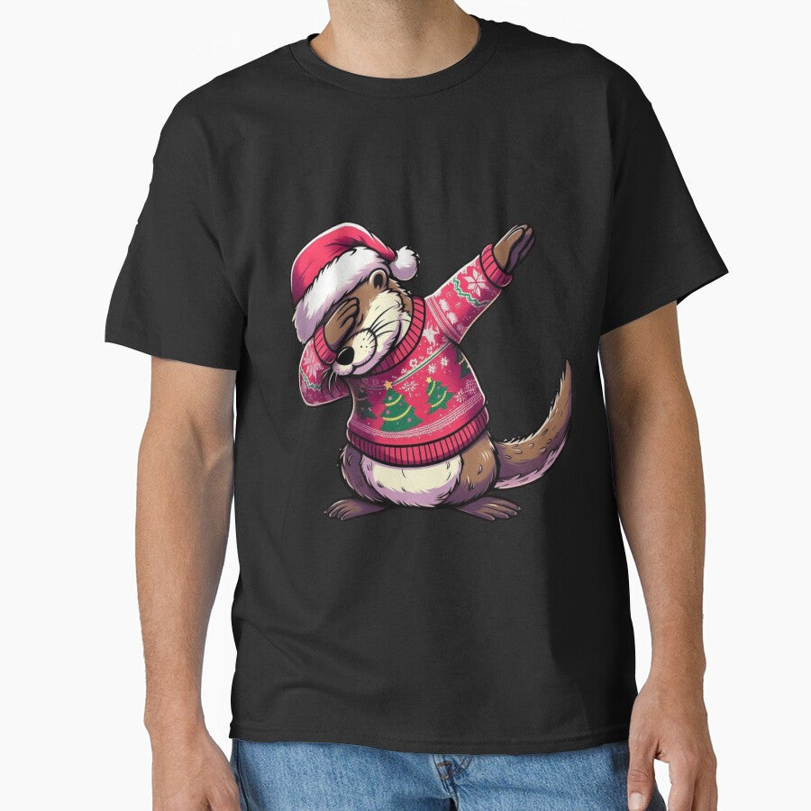 Dabbing Otter with Santa Hat by HeadTurningArt