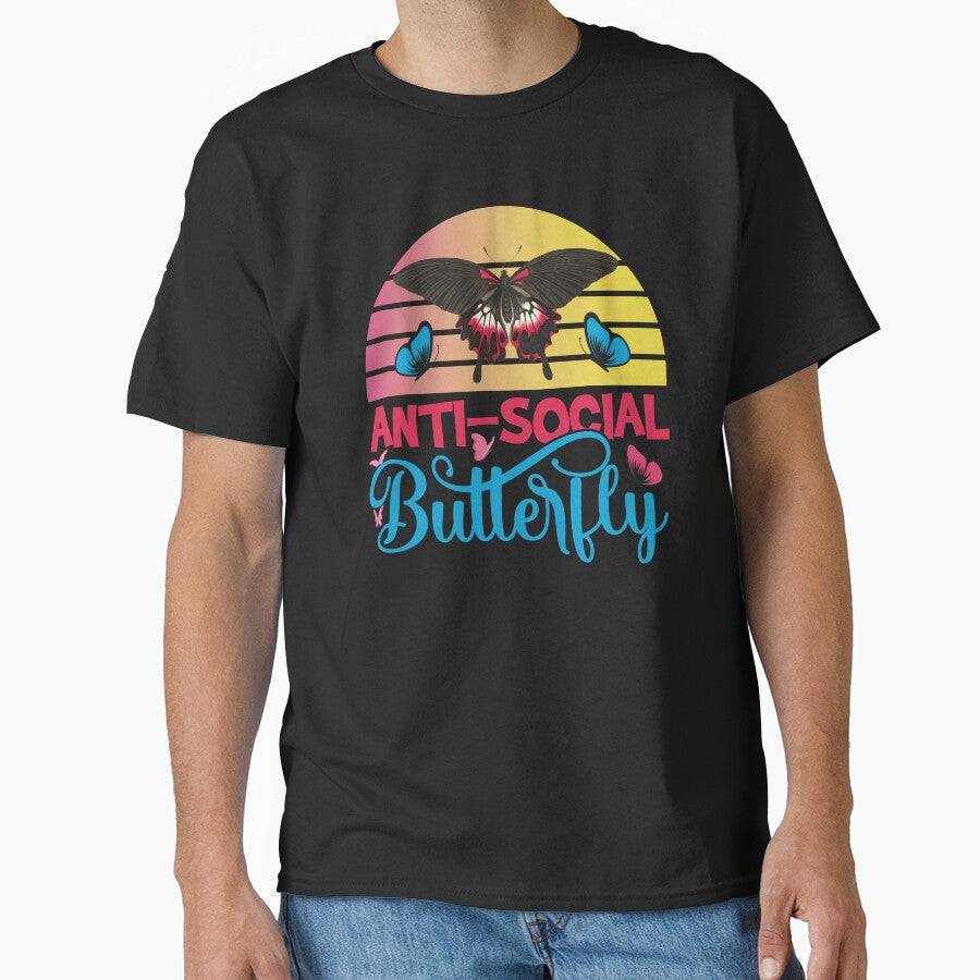 Antisocial Butterfly - Funny Retro Vintage Introvert by Theparticular