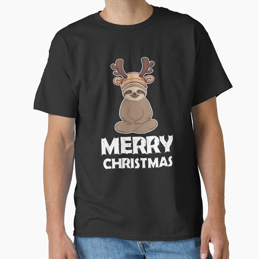 Cute Xmas Sloth Reindeer Tshirt by IlissDesign