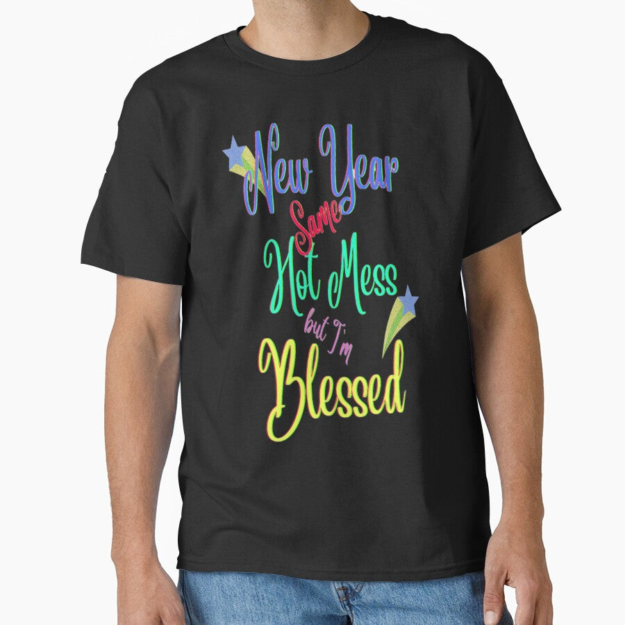 New Year Same Hot Mess But Blessed Lettering Design, 3,Howdy New Year,New Years Celebration, New Years Eve Countdown by Adri Barnard