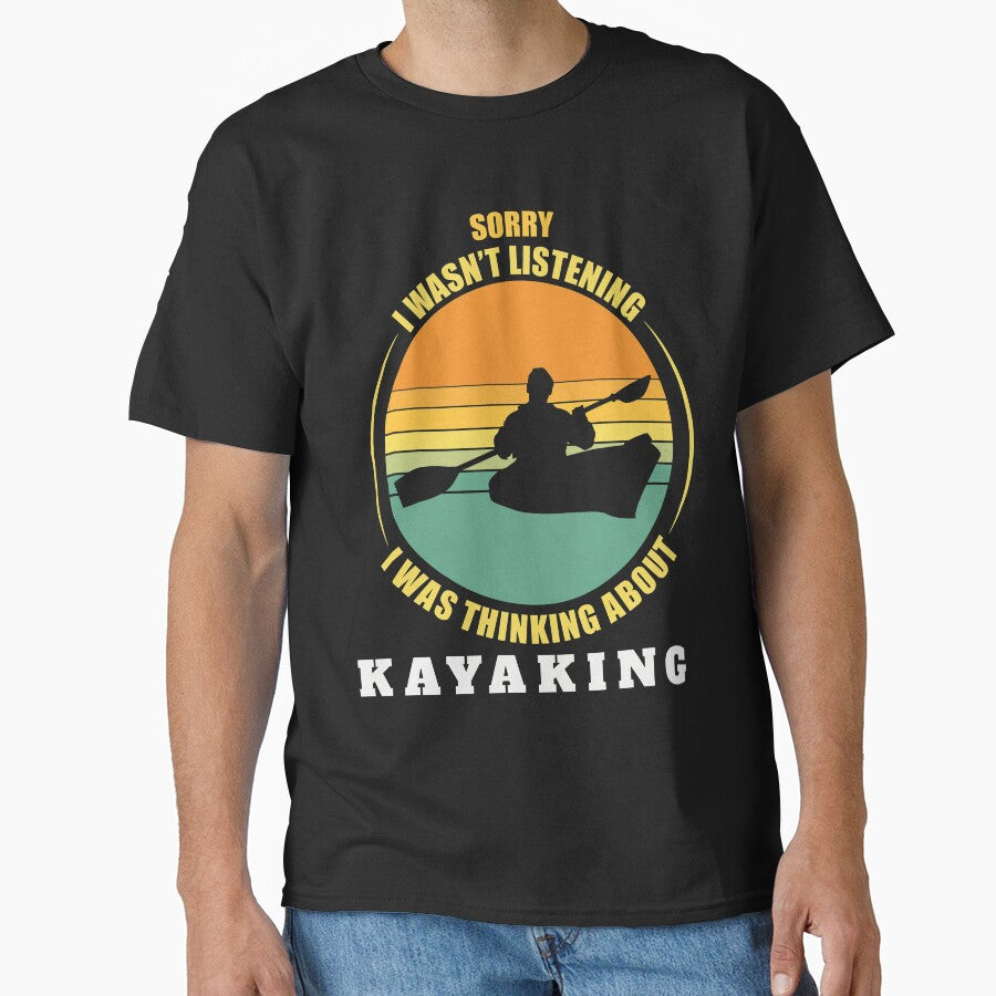 Kayaking Vintage Sunset Silhouette, I was thinking about kayaking, Kayaker Gift by OdmiDesign