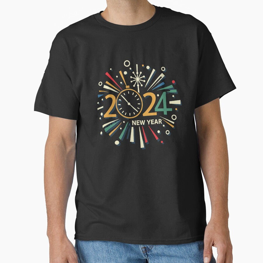 new year 2024 clocks and fireworks signes. by 0amine