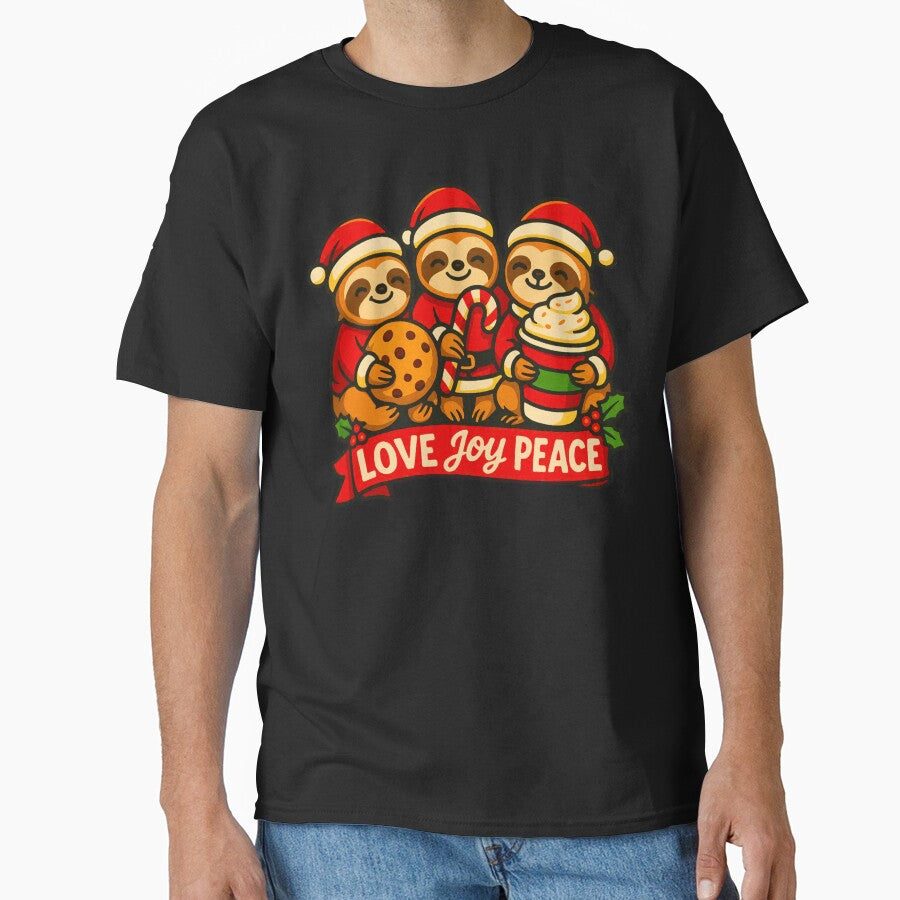 Love Joy Peace Sloths Santa Christmas Candy Cane Xmas Cookies by plushism