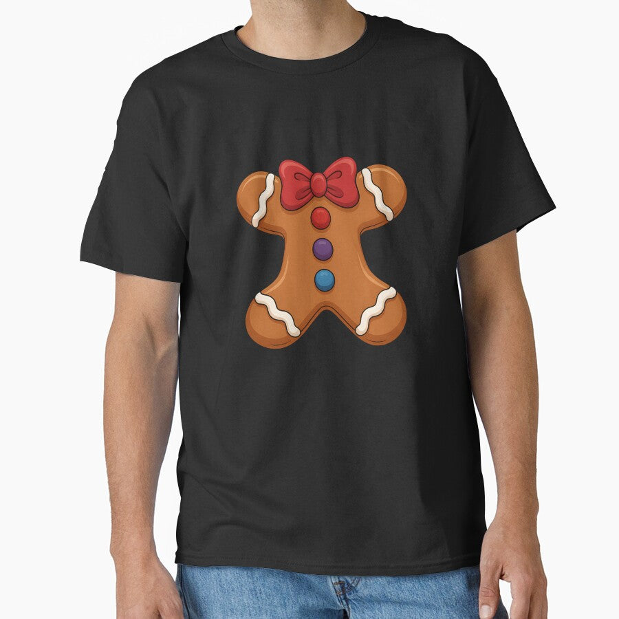 Cute Gingerbread Man With Red Bow Christmas Kids Women Men by clothesy7