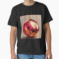 a red and gold christmas ornament on a beige background by DesignAtYO