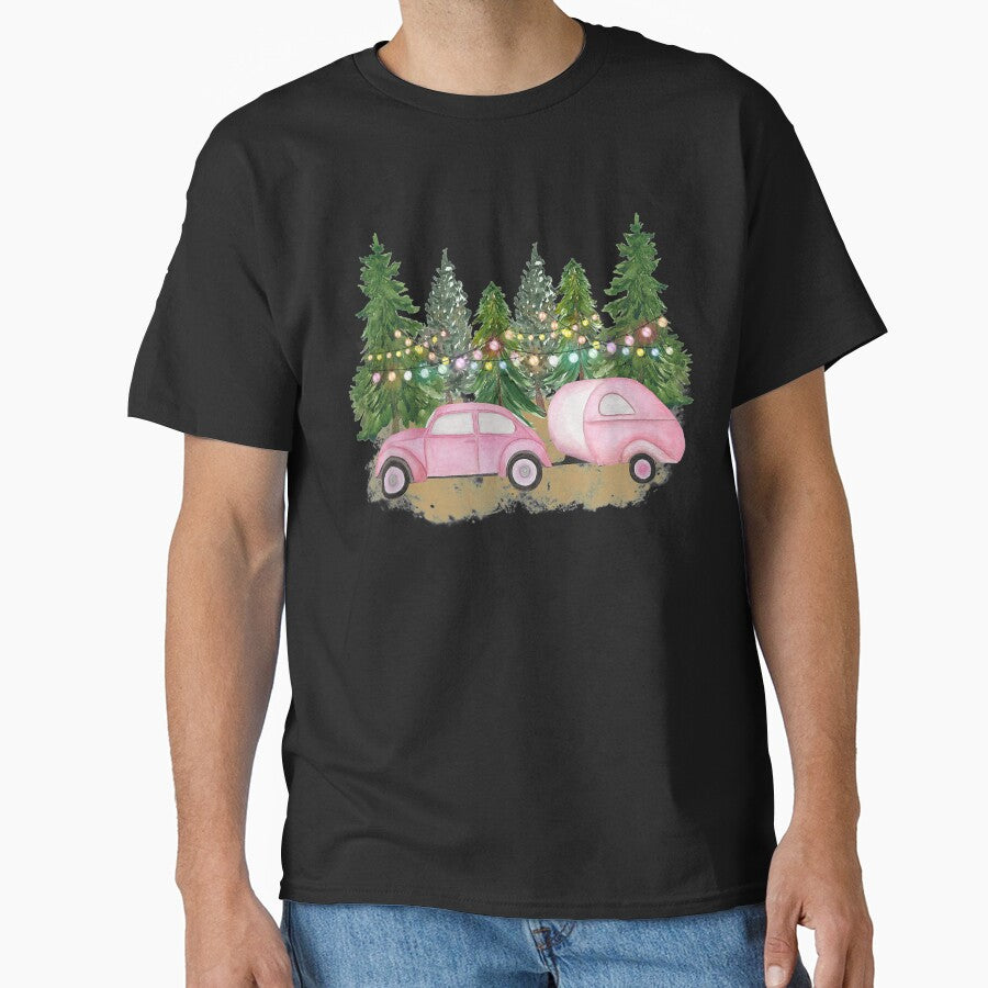 Pink Christmas Retro Pink Car Camper Christmas Tree by MarvaDiaz