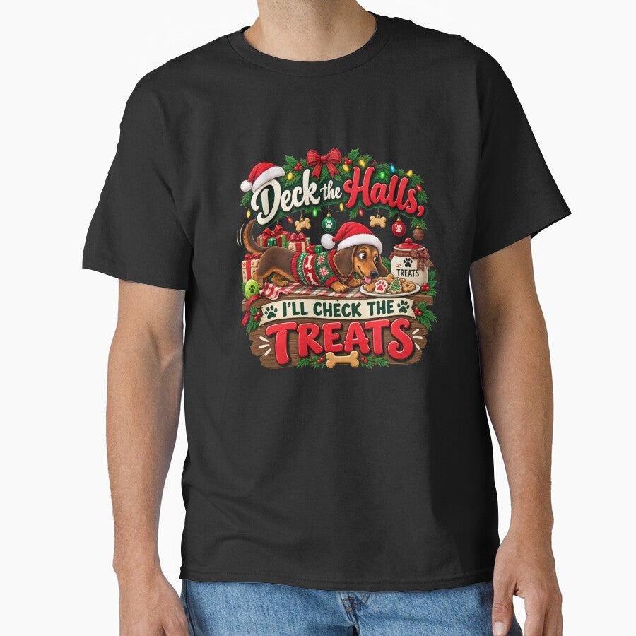 Dachshund Christmas Deck the Halls I'll Check the Treats by PunchDrop