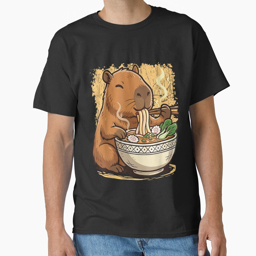 Capybara Eating Ramen Noodles Art for Men Women Kids , Capybara Gift Lover by DZIRI NAJAT