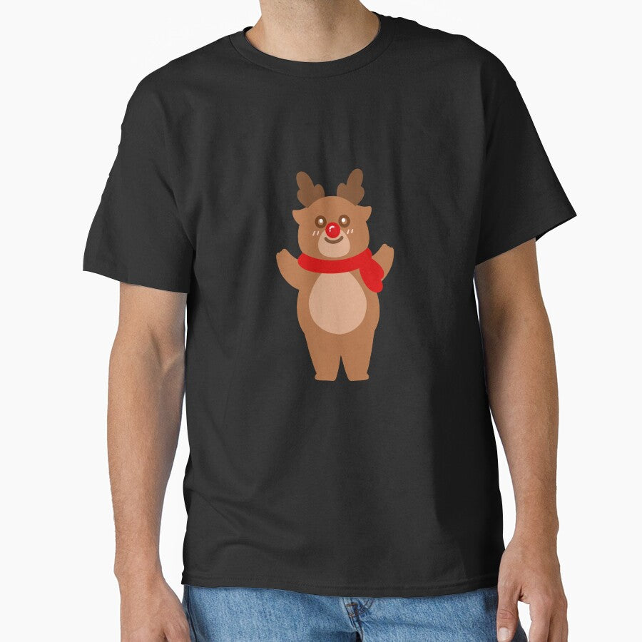 Reindeer and Rudolph Christmas cartoon hand drawn illustration by Anngozza2