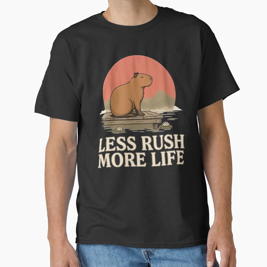Less Rush More Life Capybara – Vintage Mindful Nature Design by No Excuses Supply