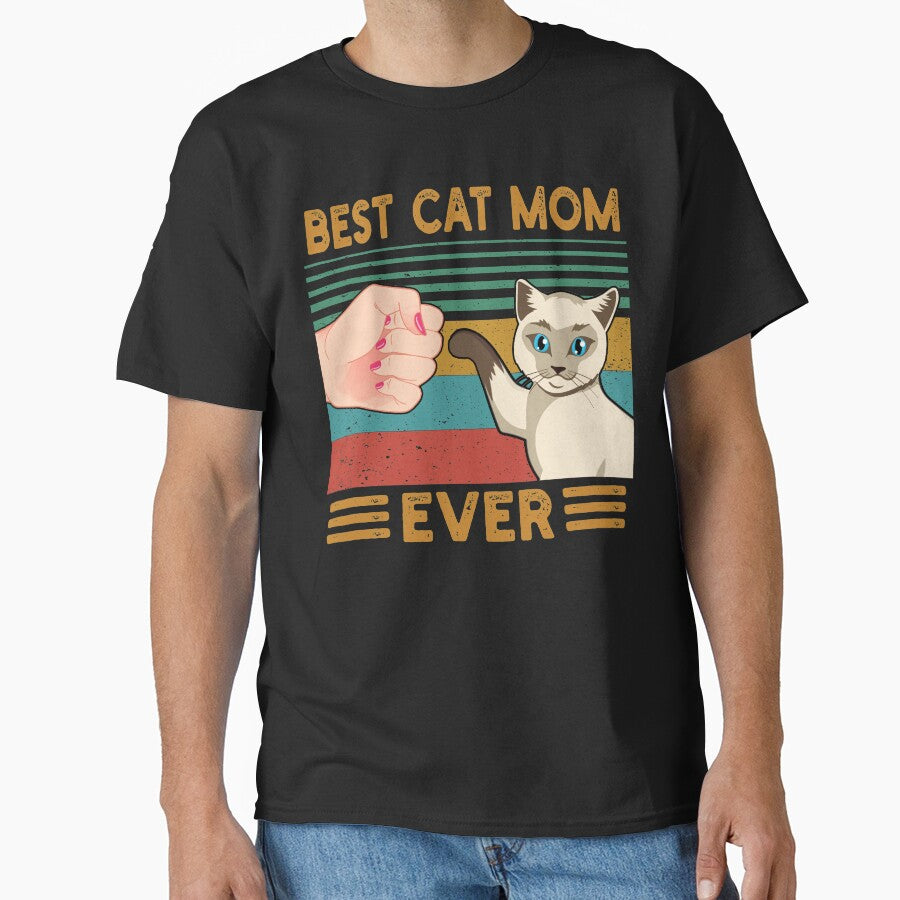 Vintage Best Cat Mom Ever Fist Bump Cat Mommy by GreenSplash