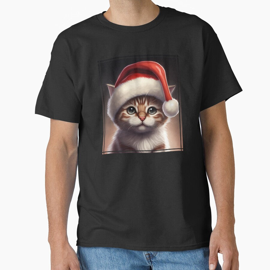 Festive Cat Wearing a Christmas Santa Hat - Kitten Lover by madtoyman