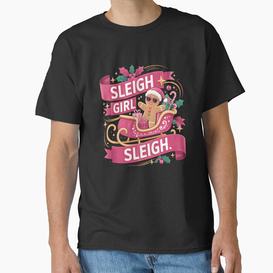 Sleigh Girl Christmas Sleigh Gingerbread Pink Women Girls by clothesy7