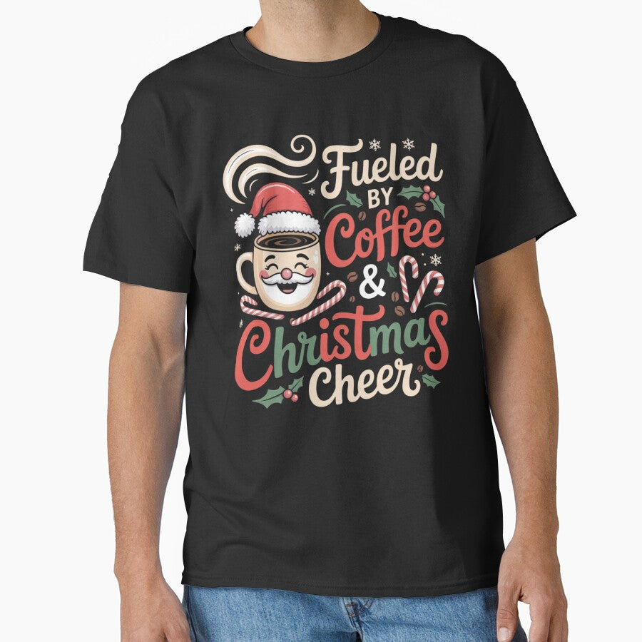 Fueled by Coffee and Christmas Cheer Funny Holiday Coffee Mug & Santa Design by DailyInkWear