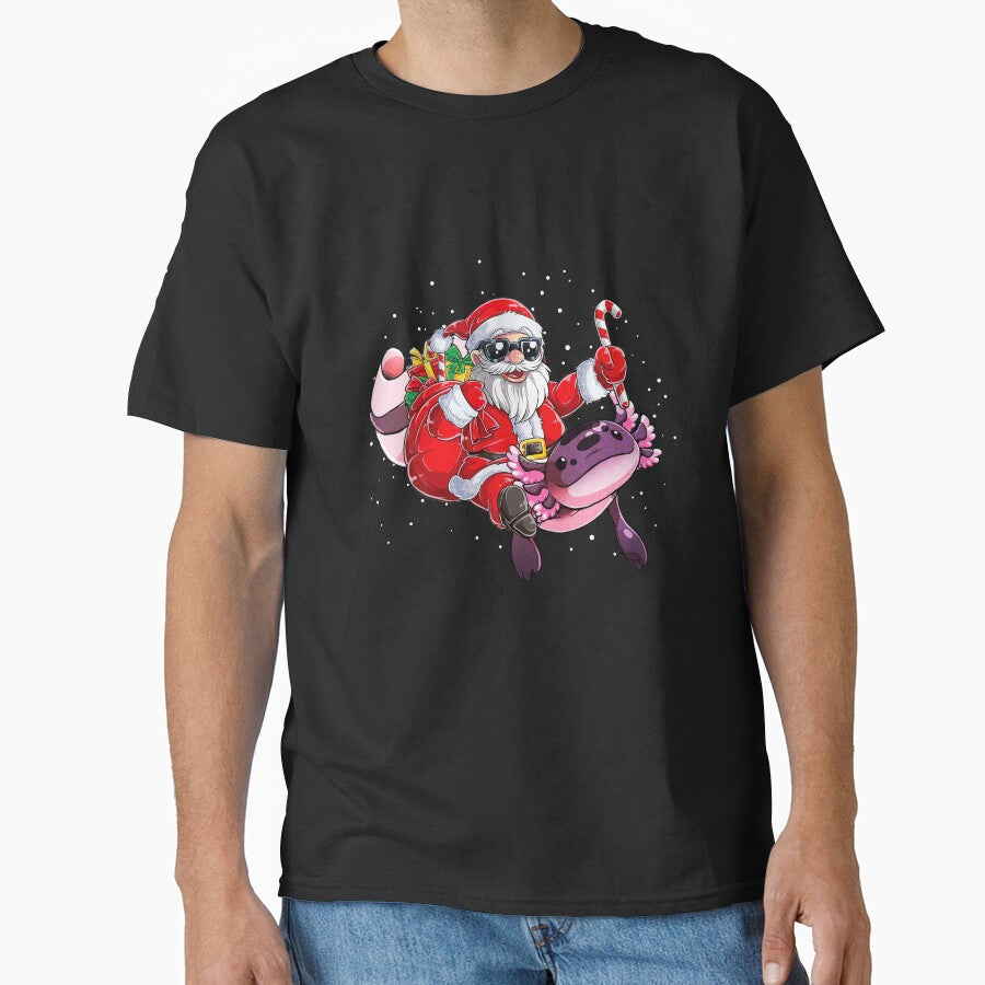 Santa Claus Riding Axolotl Christmas Funny Pajama Xmas Boys Kids by ChaceMorin