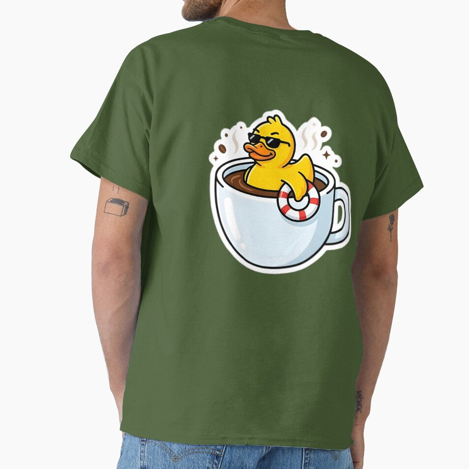 Coffee Duck - Confident Duck in Mug with Lifebuoy Sticker by WowDezign