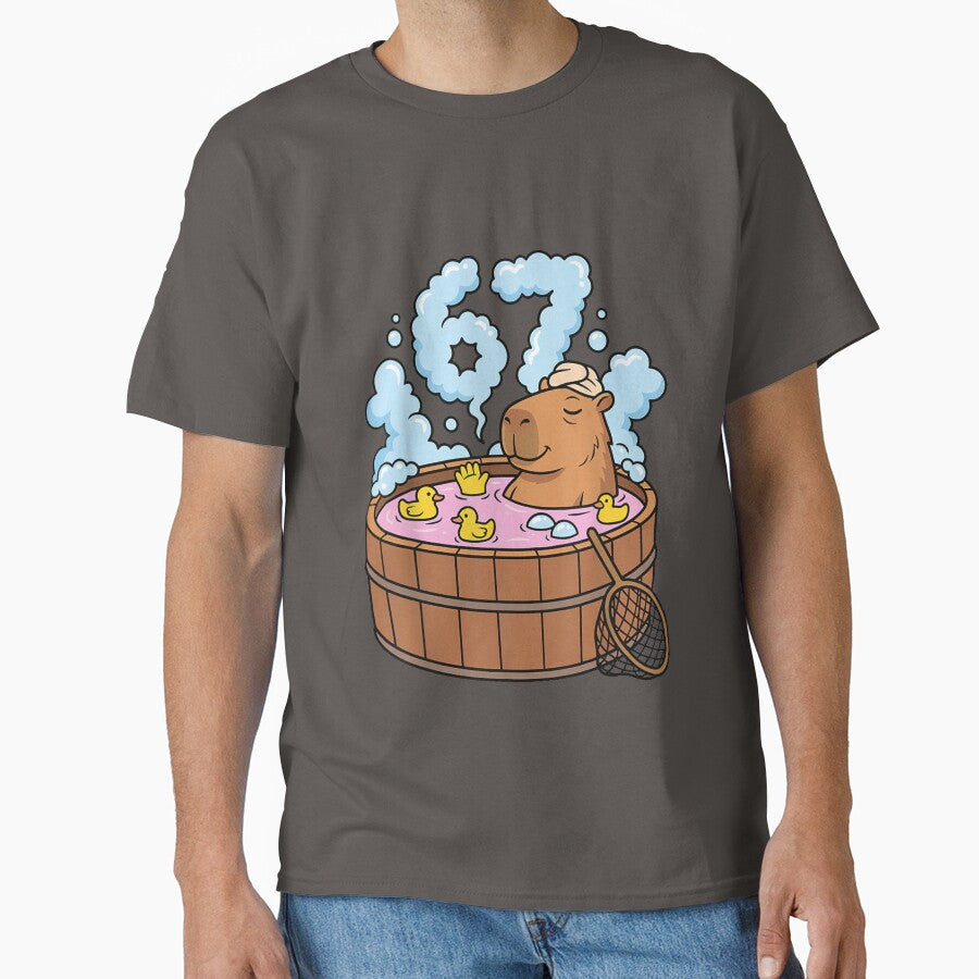 Capybara Bath Tub 67 Relaxed Funny Meme Animal Art for Men Women Kids , Capybara Gift Lover by DZIRI NAJAT