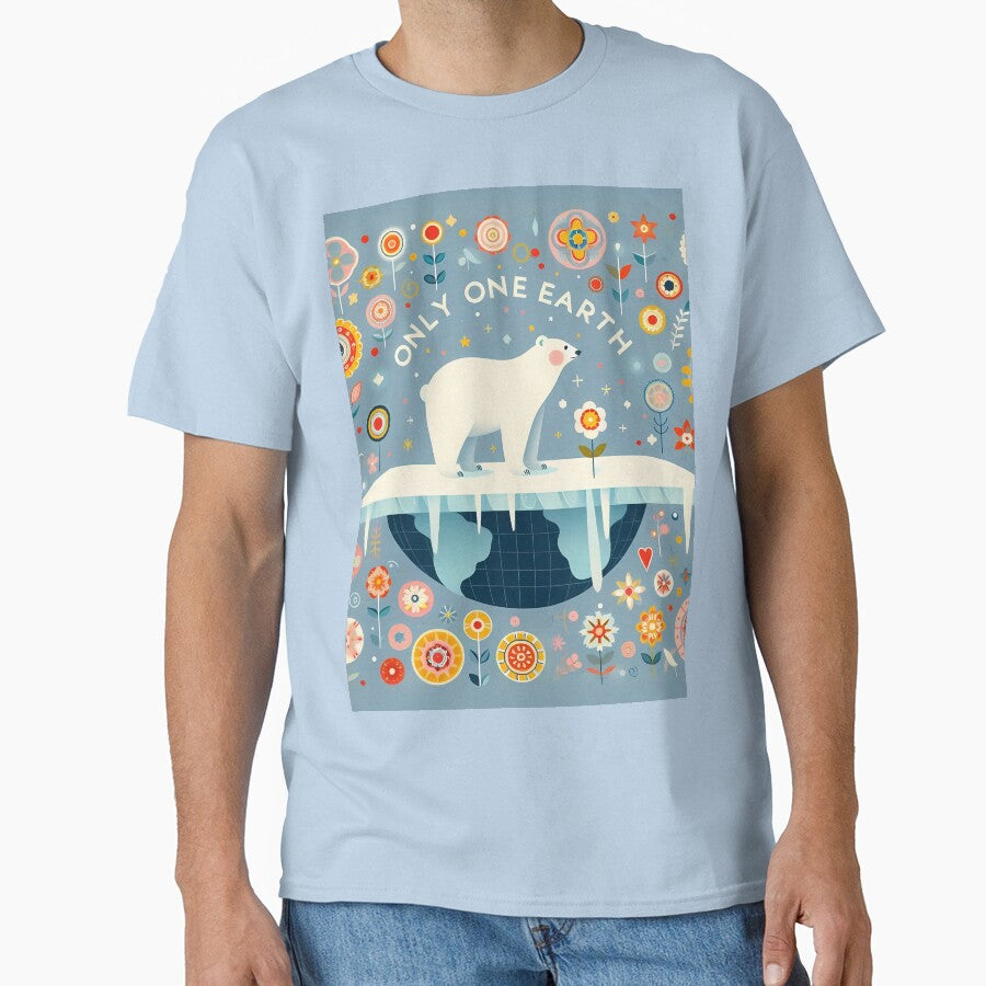Only One Earth - Polar Bear Climate Awareness Scandinavian Folk Art by heidiannemorris © by FOLK ART FUSION