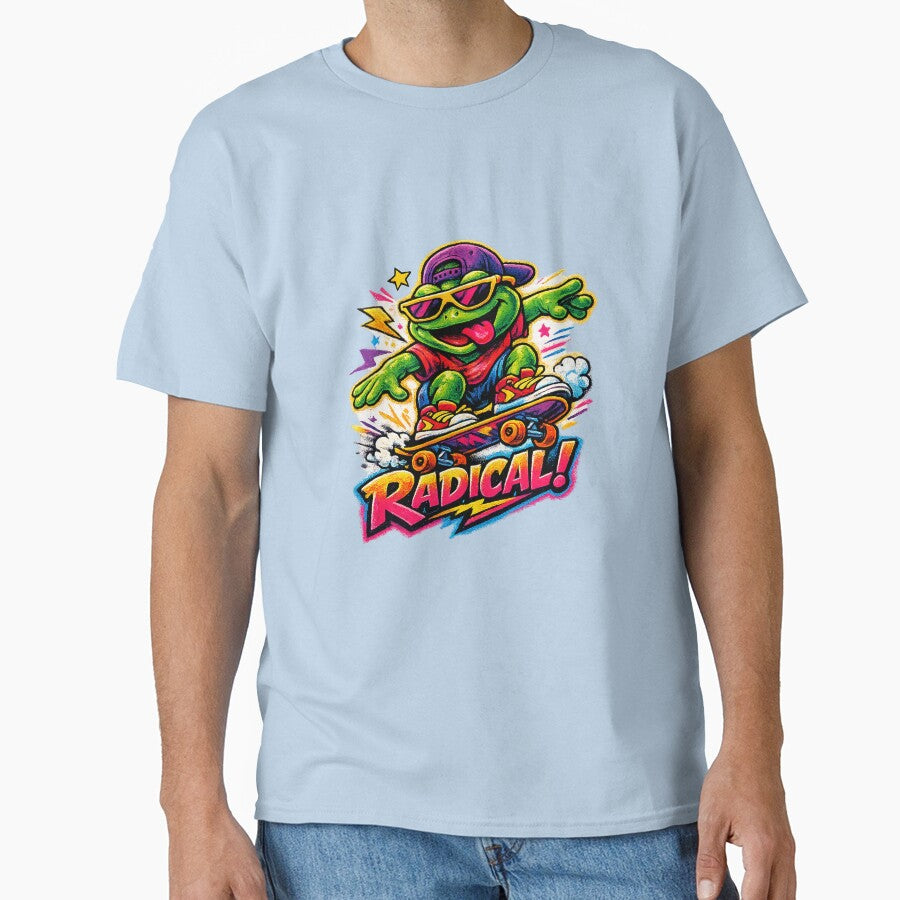Radical Frog Skater – Retro 90s Cartoon Skateboarding Frog by slikar
