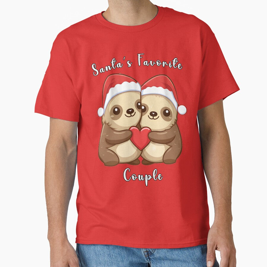 Santa's Favorite Couple Cute Christmas Sloth by Pati-Design
