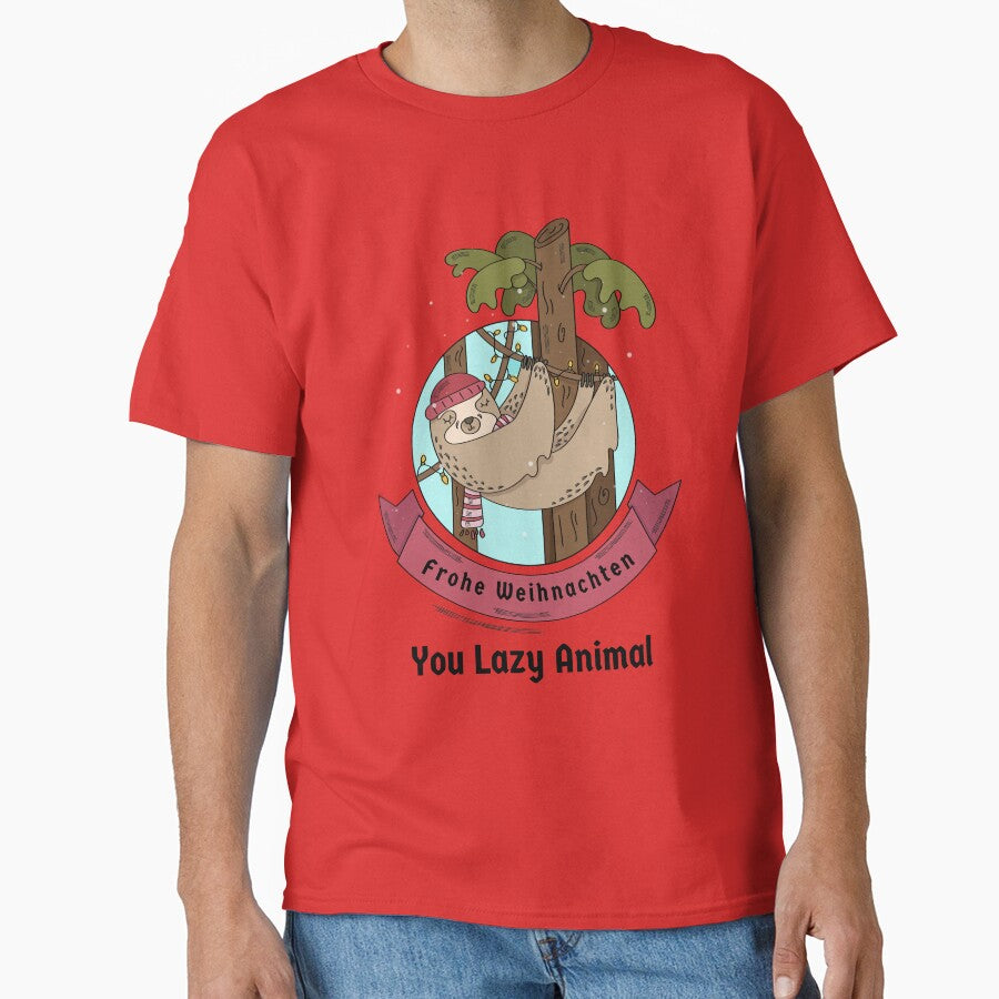 Merry Christmas Frohe Weihnachten German Sloth Funny by Time4German