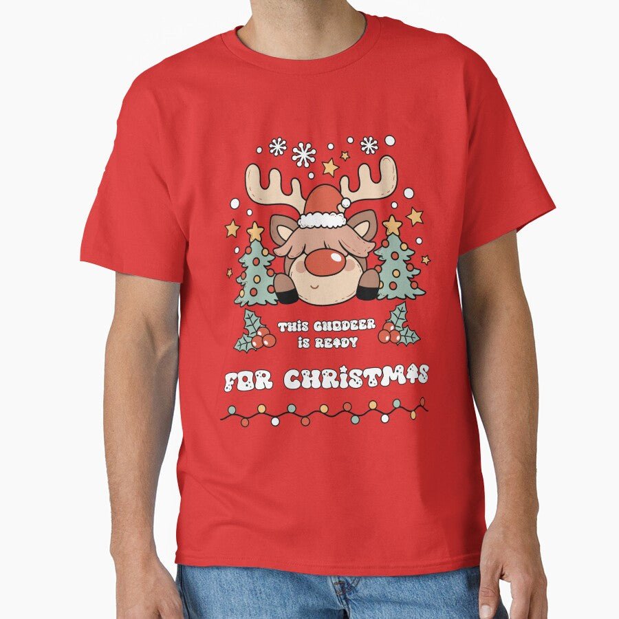 This Gnodeer is Ready For Christmas - Cute and Funny Reindeer Gnome (Black Outline and White Text Design) by Spiprinto