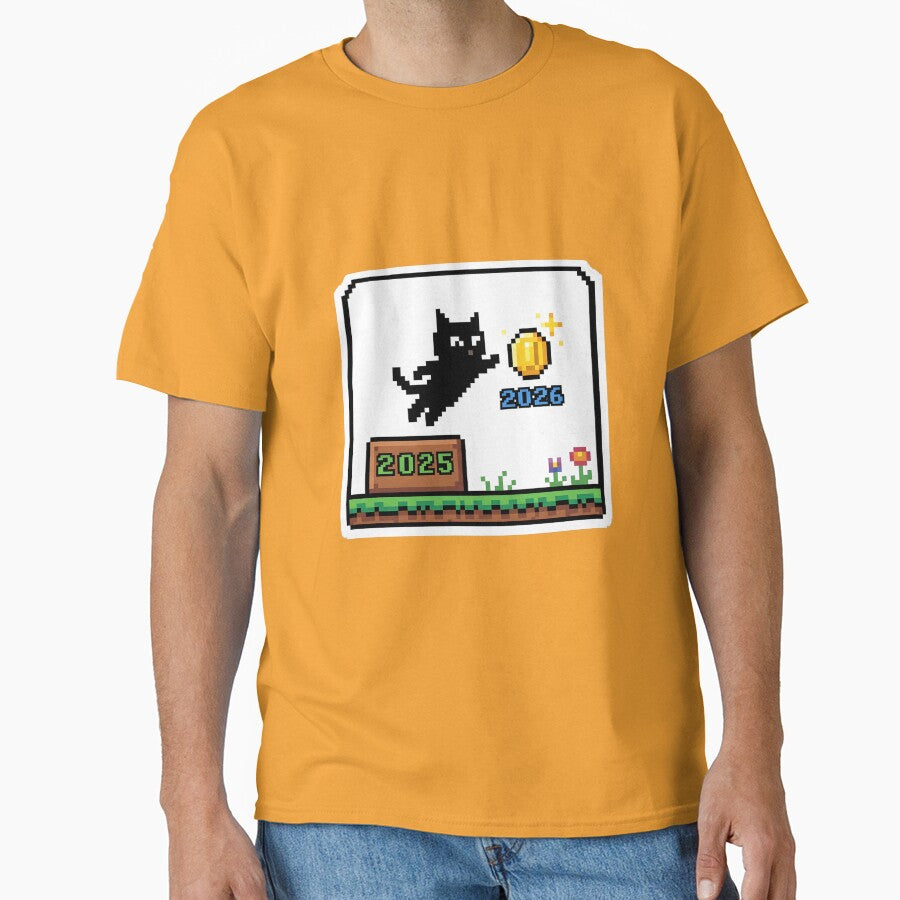 Happy New Year 2026 Pixel Cat - Gold Coin Gamer by Abdeelol