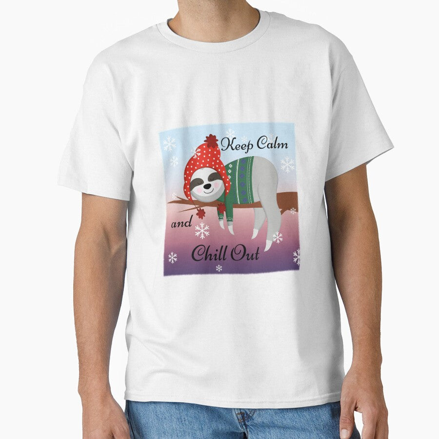 Keep Calm and Chill Out Sloth Slogan Saying Design by kmcs