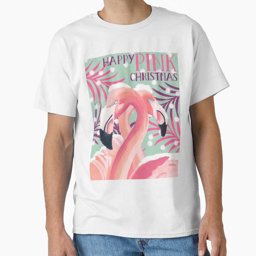Christmas flamingo pair in the snow by kittyvdheuvel