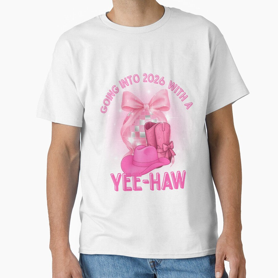 Going Into 2026 With a Yee-Haw – Pink Cowgirl Disco Ball Shirt by Alexisdesignco