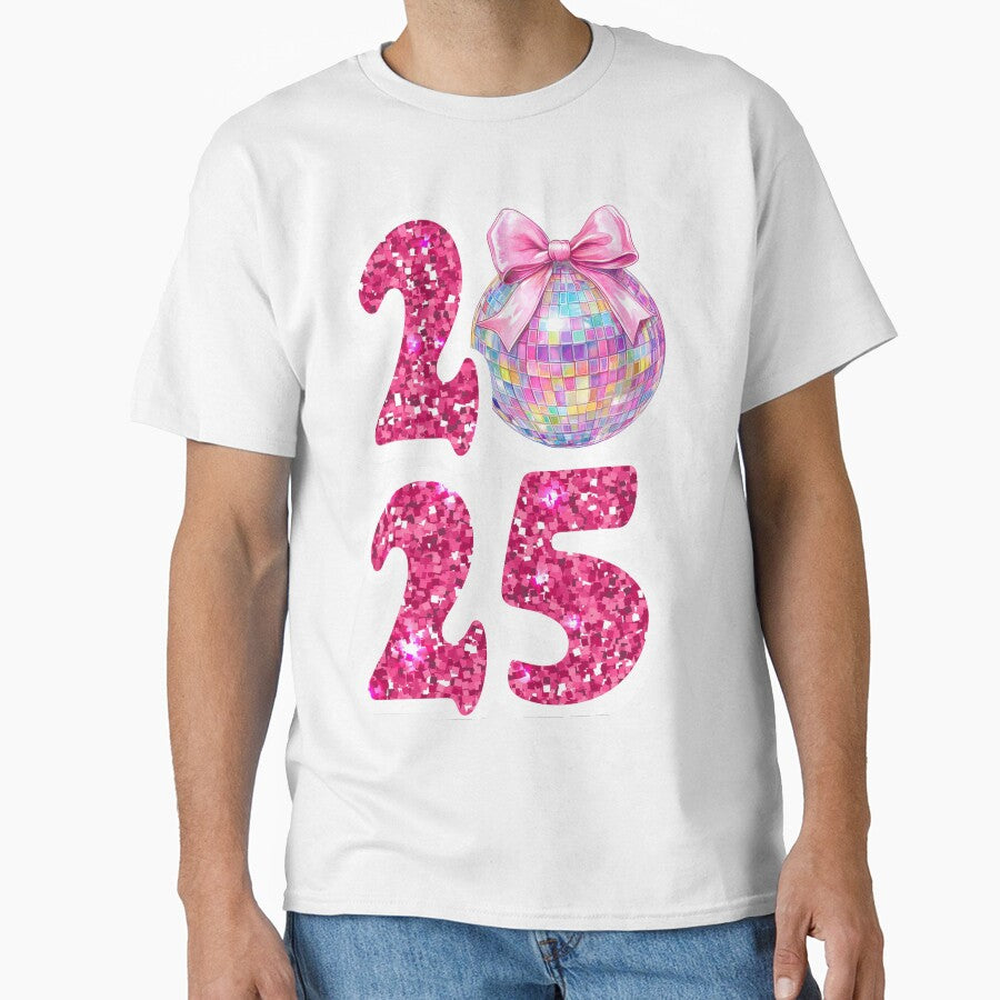 New Year 2025, Happy New Year, Disco ball with coquette bow by parasta
