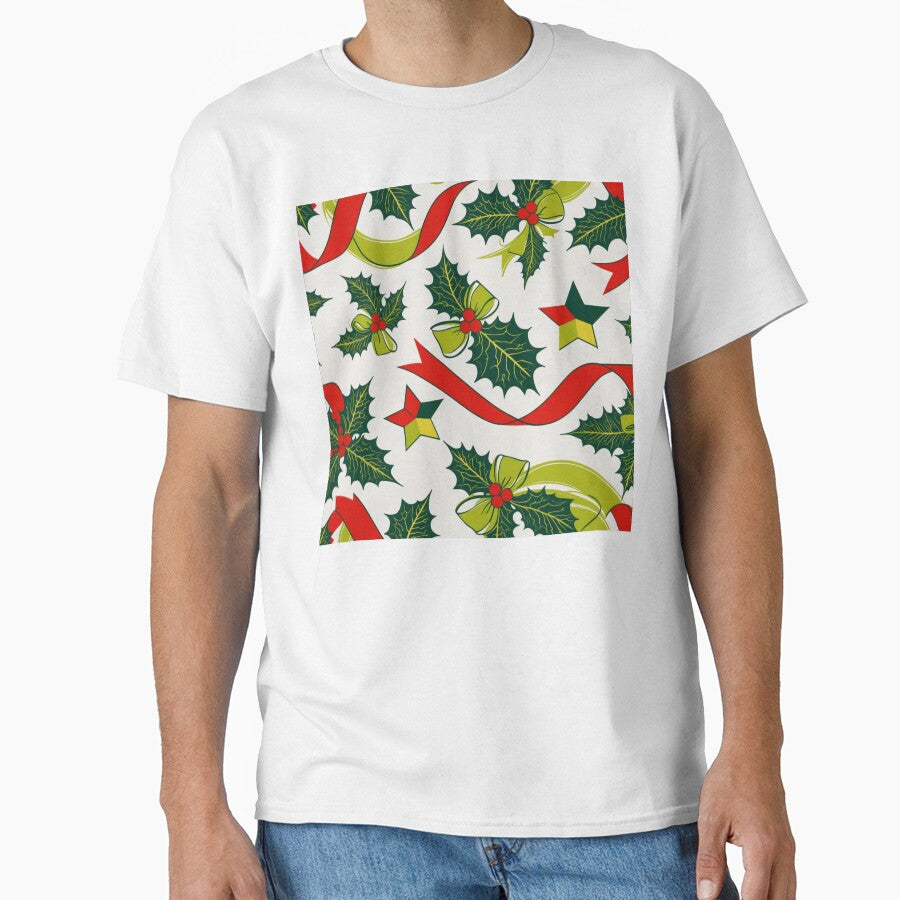 Christmas bells and Santa Claus - festive bells and leaves seamless pattern by cocomelon168
