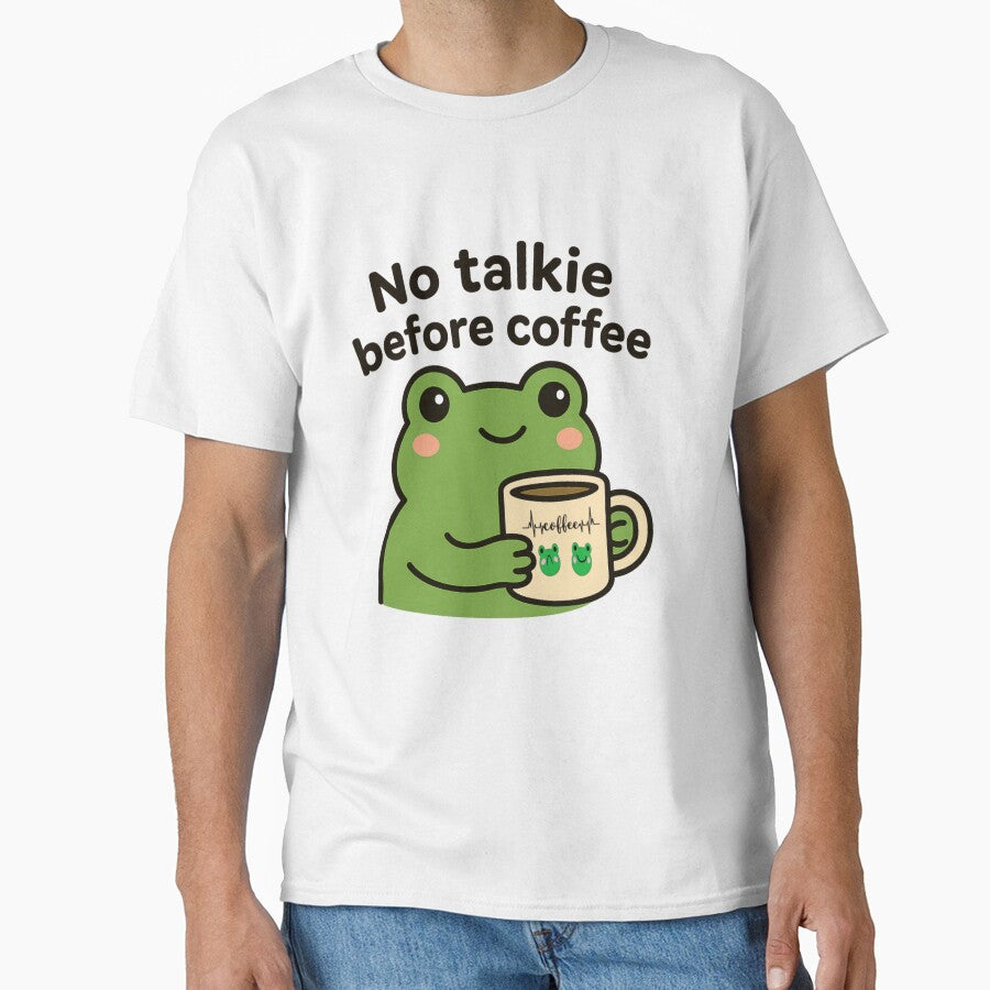 Cute Frog Coffee Mug | Funny "No Talkie Before Coffee" Design by salehstore7