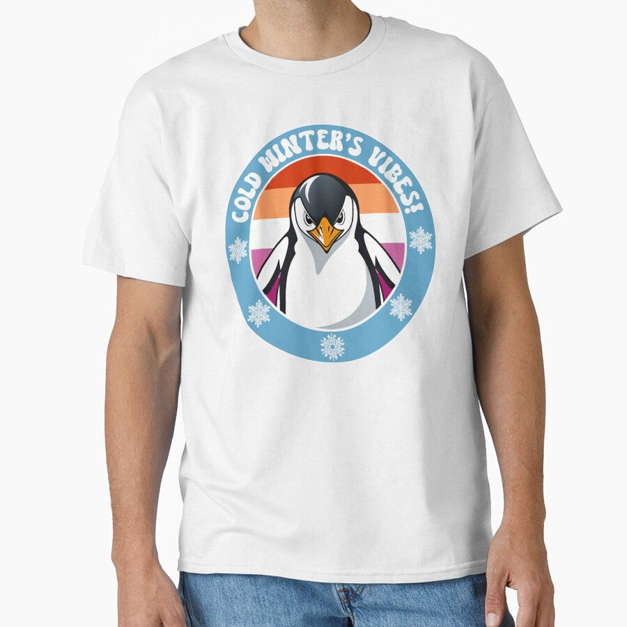 Cute Penguin on Lesbian Flag Background by Savchuk-Vova