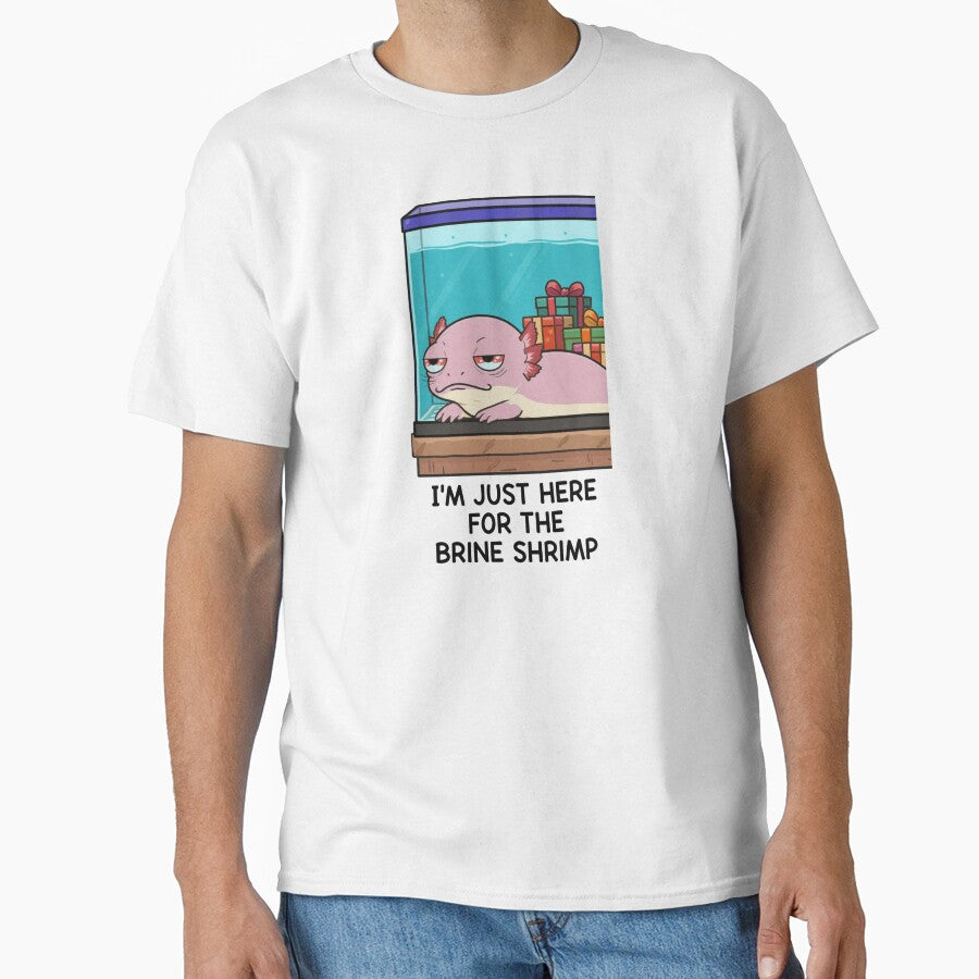 Unimpressed Axolotl Christmas – Funny “Here for the Brine Shrimp” Gift by MadeByACJ