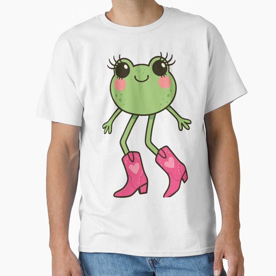 Cute Frog Diva with Pink Cowgirl Boots – Playful Clean Girl Vibes by Print-Zoo