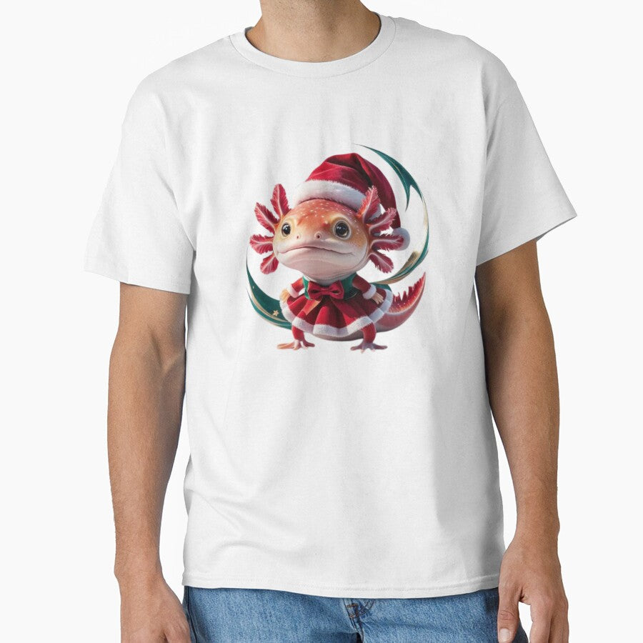 Cute Axolotl In Christmas Dress and Santa Hat by Jeniwe