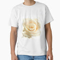 Shabby Chic Cream Rose Watercolor Splash Botanical Art by BalkanBloomArt
