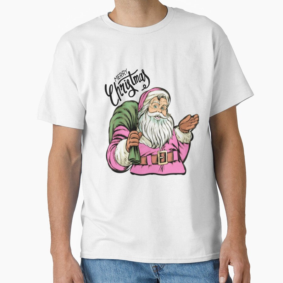 Retro Vintage Pink Santa Claus Merry Christmas by gillys