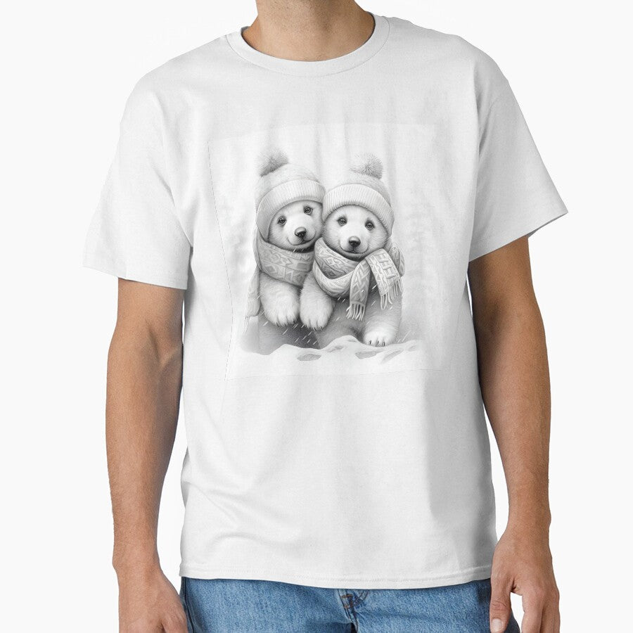 pencil sketch of christmas baby polar bears by dcrc