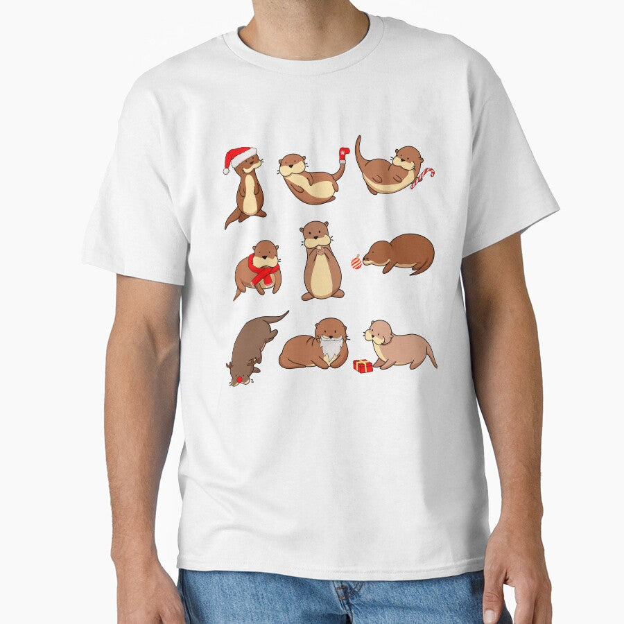 Christmas otters by Wayoftheartist
