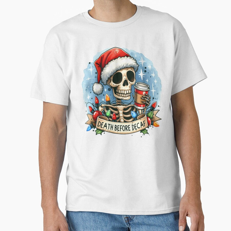 Death Before Decafs Highly Caffeinated Christmas Skeleton Coffee by clintang