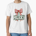 Cute Retro Merry Christmas Buffalo Plaid Bow Watercolor Tree Holiday Design Festive Winter Gift by raedattia