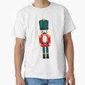 Gold Outline of Red and Green Christmas Nutcracker Toy Soldier Graphic Art - White Background by Star-Fragment