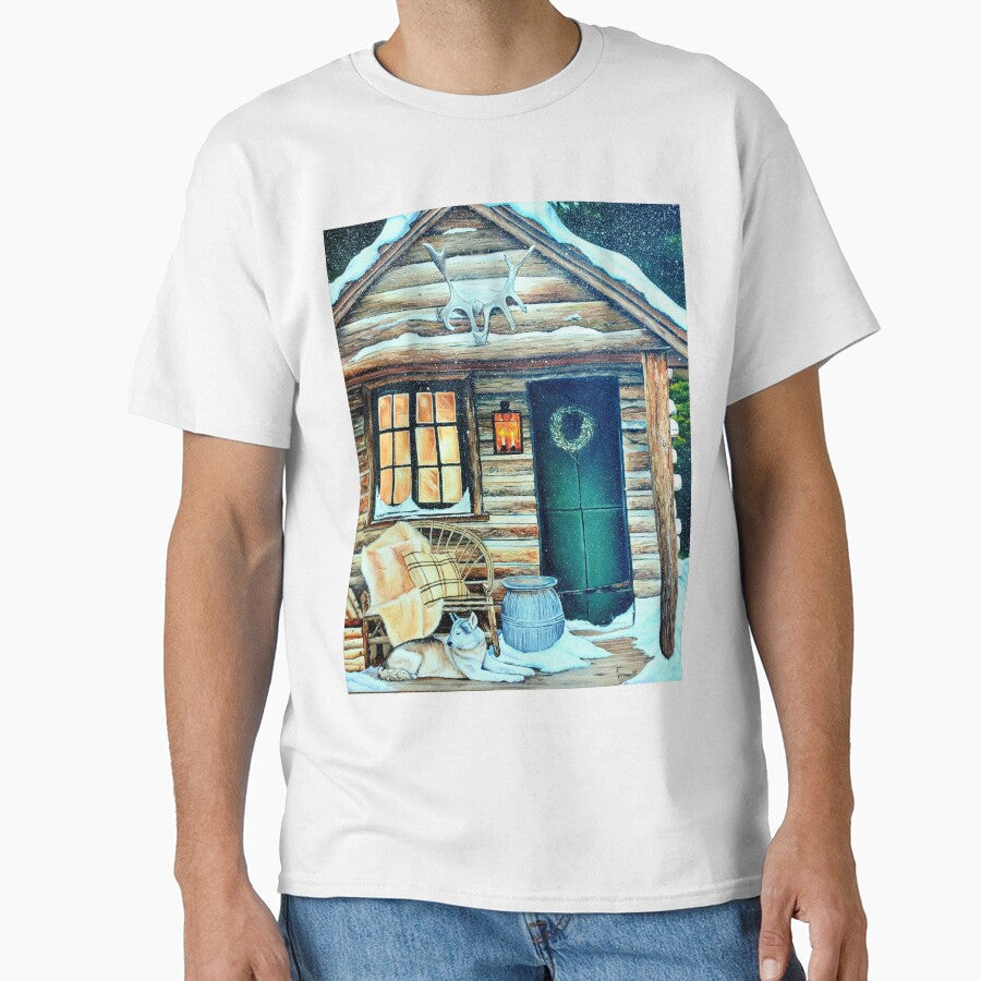 Snowy log cabin by ArtbyTreva