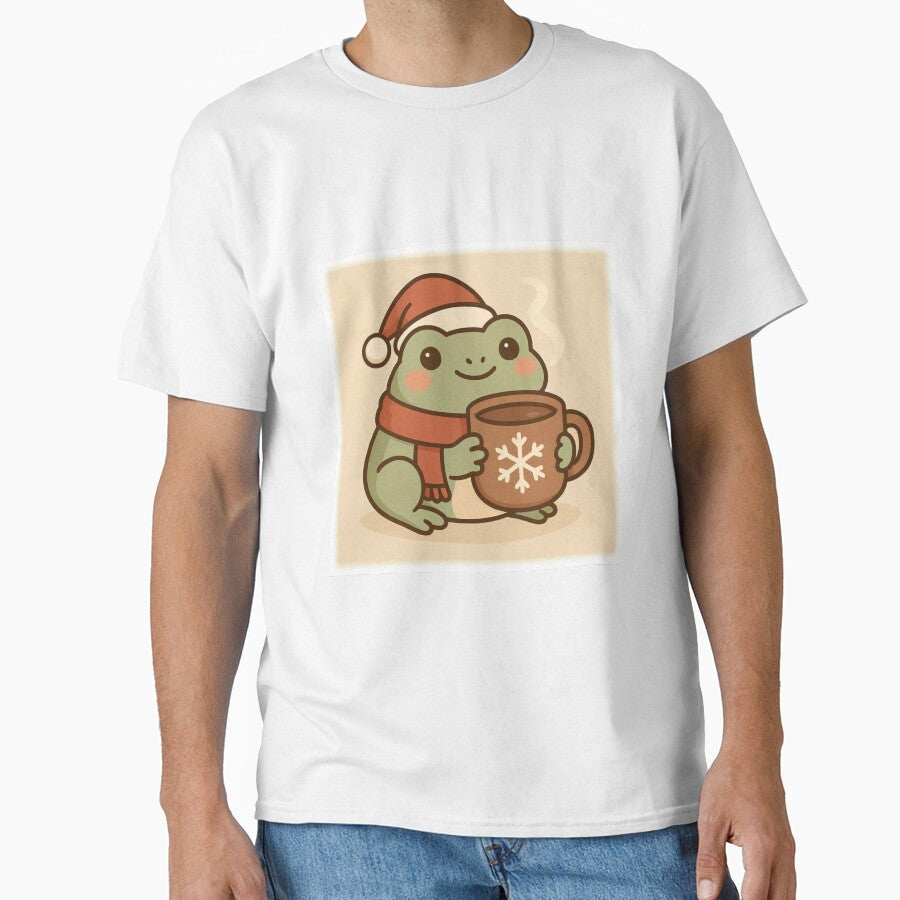 Cute Christmas Frog with Hot Cocoa – Kawaii Holiday Winter Illustration by konthai.familyart