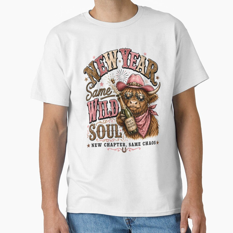 Funny Highland Cow New Year Western Cowgirl Country Celebration by madebymayberry