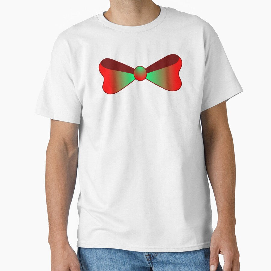 Shiny Red and Green Christmas Bow by Deborah Camp