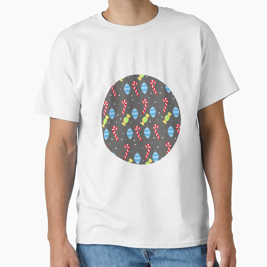 Gray Candy Cane Circle Print by edwinvisuals